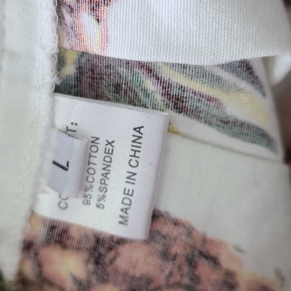 Pineapple Print Skirt Size Large White Yellow Brown Side Zip Flirty A-line Fall - Picture 3 of 3